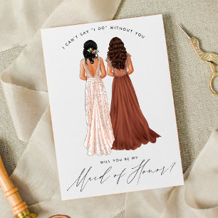 Will You Be My Maid of Honour? Girls in Gowns Invi Invitation