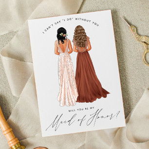 Will You Be My Maid of Honour? Girls in Gowns Invi Invitation