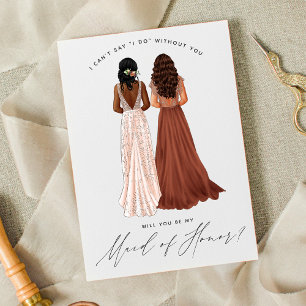 Will You Be My Maid of Honour? Girls in Gowns Invi Invitation