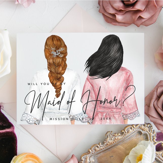 Will you be my Maid of Honour? Girls in Robes Invi Invitation (Creator Uploaded)