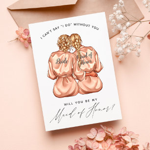 Will You Be My Maid of Honour? Girls In Silk Robes Invitation