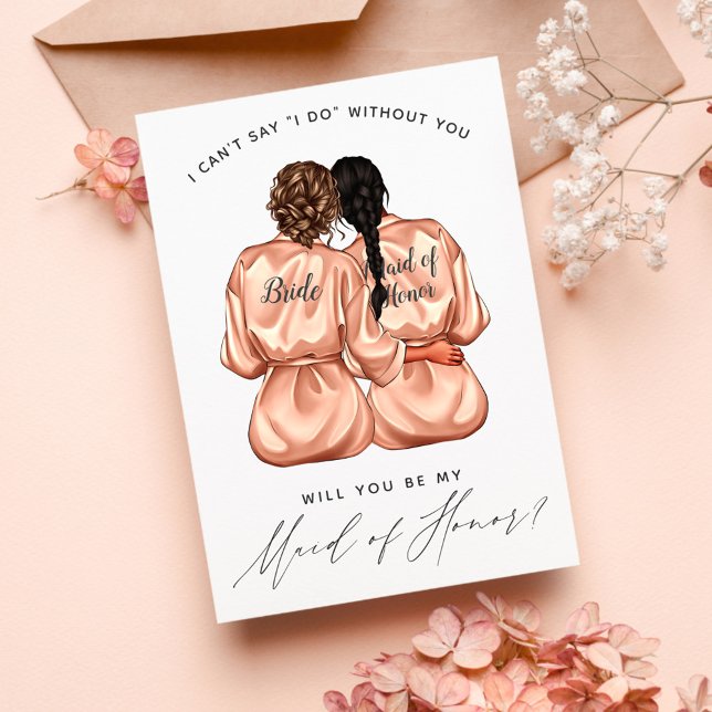 Will You Be My Maid of Honour? Girls In Silk Robes Invitation (Creator Uploaded)