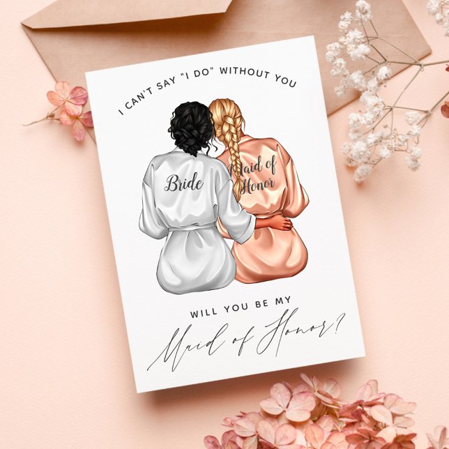 Will You Be My Maid of Honour? Girls In Silk Robes Invitation (Creator Uploaded)
