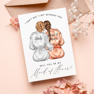 Will You Be My Maid of Honour? Girls In Silk Robes Invitation