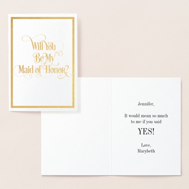 Will You Be My Maid Of Honour Gold Foil Card (Display)
