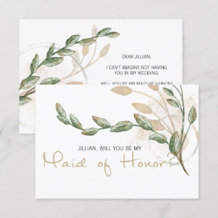Will You Be My Maid of Honour Gold Sage Green