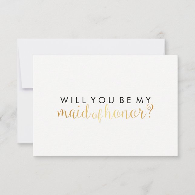 WIll You Be My Maid of Honour - Gold Script Fab Invitation (Front)