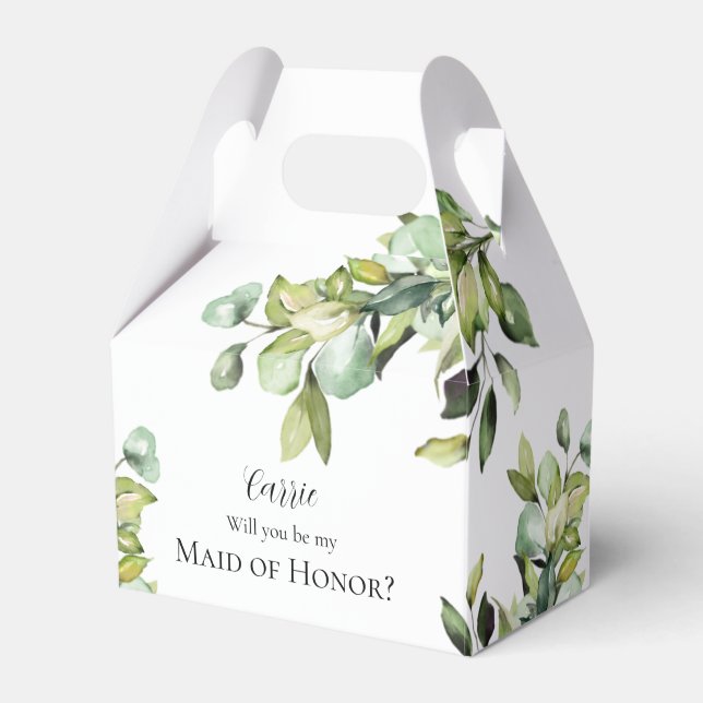Will you be my Maid of Honour Green Botanicals Fav Favour Box (Front Side)