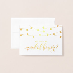 Will You Be My Maid of Honour Hanging String Light Foil Card