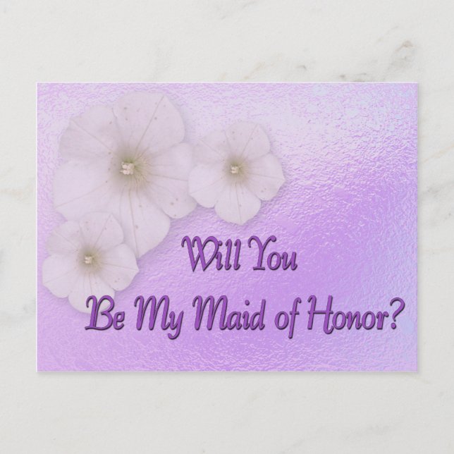 Will You Be My Maid Of Honour ? Invitation Postcard (Front)