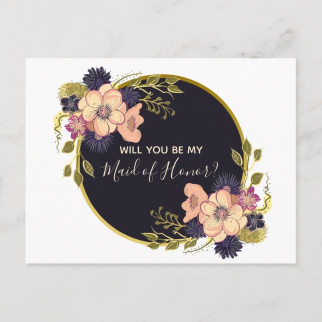 Will You Be My Maid of Honour Invitation Postcard (Front)