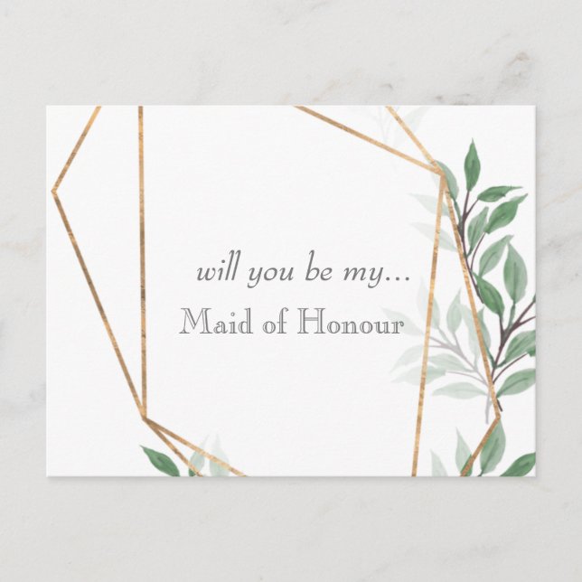 Will you be my Maid of honour invite Postcard (Front)