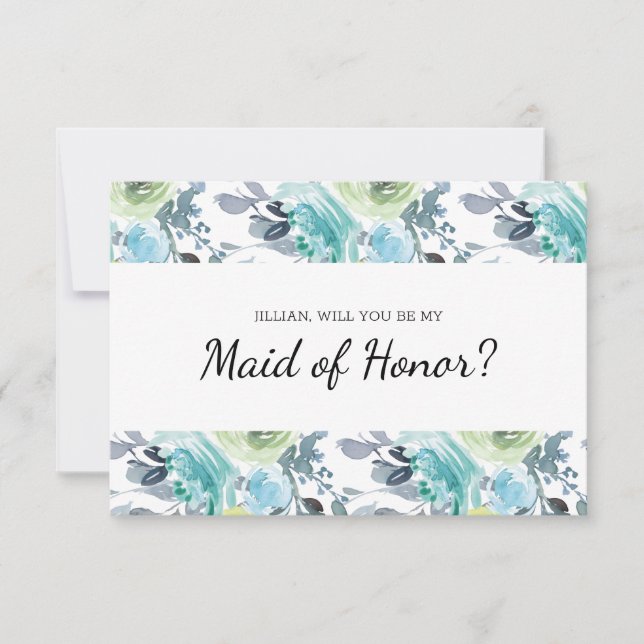 Will You Be My Maid of Honour Light Blue Yellow (Front)
