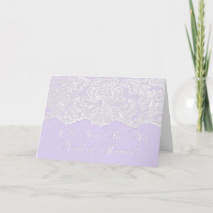 will you be my maid of honour? lilac invitation
