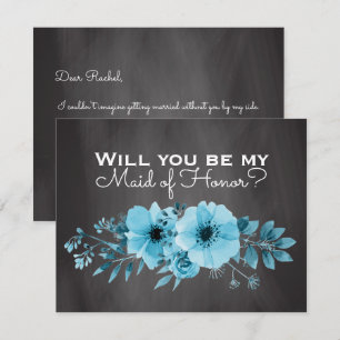 Will You Be My Maid of Honour   Maid of Honour Blu Invitation