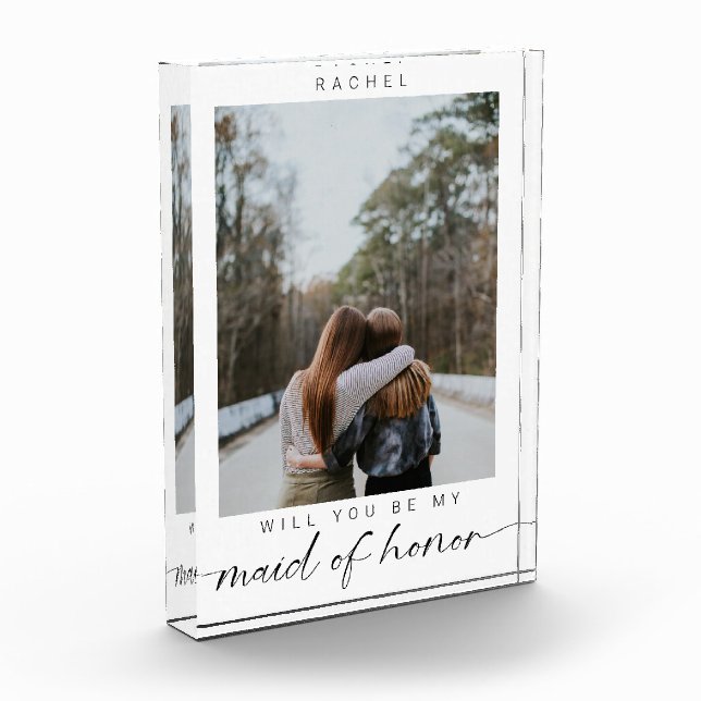 Will you be my Maid of Honour Minimalist Photo Chi Block (Left)