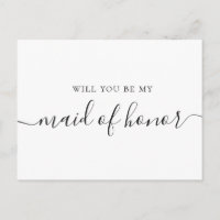 Will You Be My Maid of Honour | Minimalist Proposa