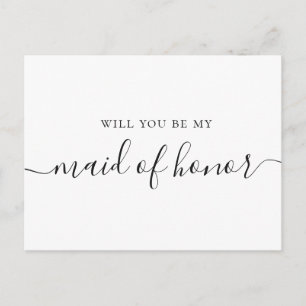 Will You Be My Maid of Honour   Minimalist Proposa Invitation Postcard