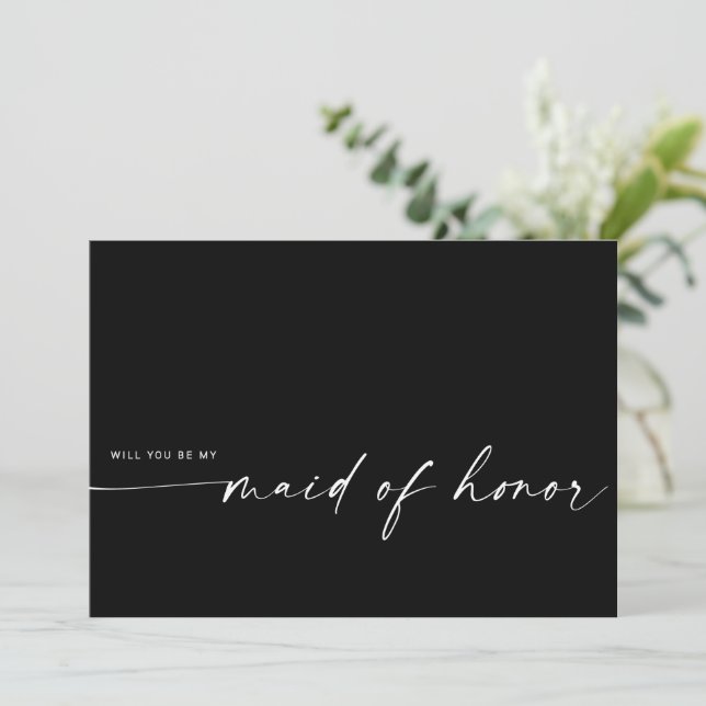 Will You Be My Maid of Honour | Modern Black (Standing Front)