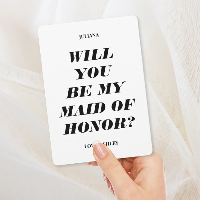 Will You Be My Maid of Honour? Modern Text Invitat Invitation (Creator Uploaded)