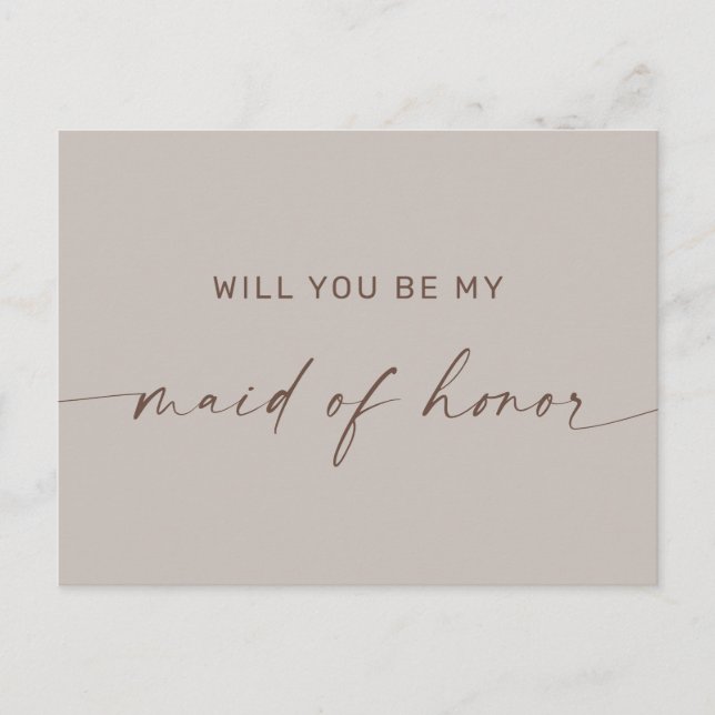 Will You Be My Maid of Honour | Pale Grayish Beige Postcard (Front)