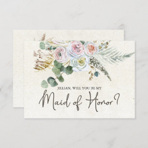 Will You Be My Maid of Honour Pastel Boho Neutral 