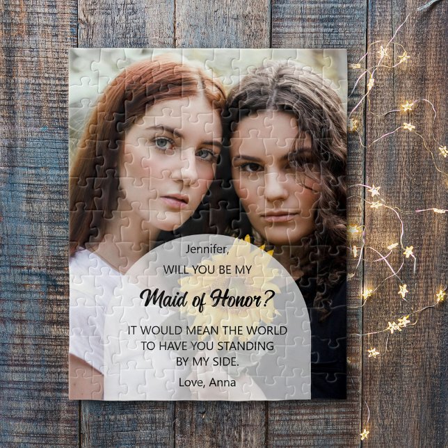 Will You Be My Maid of Honour Personalised Invite Jigsaw Puzzle (Best friends and an ask to be maid of honor for your wedding.A unique way to ask with a photo puzzle)