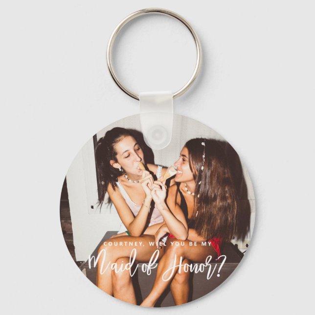 Will You be my Maid of Honour Photo Keyring (Front)