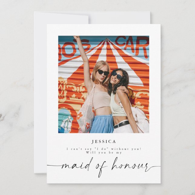 Will You Be My Maid Of Honour Photo Proposal Card (Front)