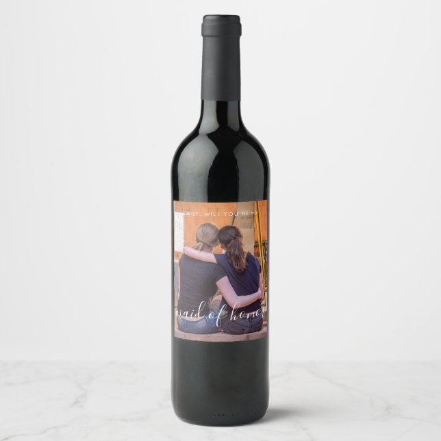 Will You Be My Maid of Honour Photo Wine Label (Front)