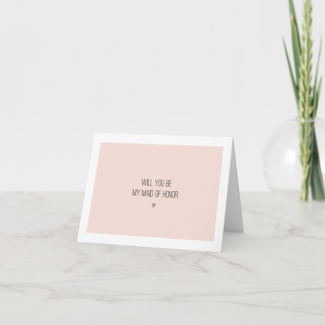 Will You Be My Maid of Honour | Pink Card - folded (Front)