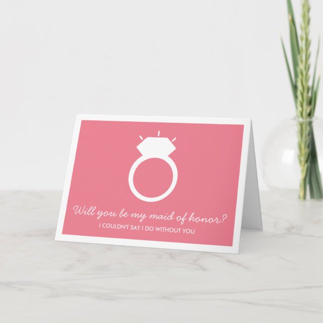 Will You Be My Maid Of Honour? Pink Ring Card (Front)