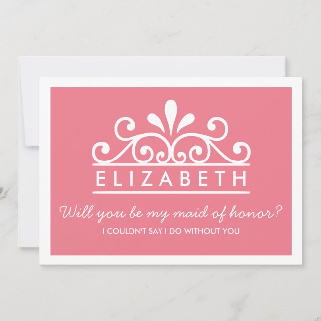 Will You Be My Maid Of Honour? Pink Tiara Card (Front)