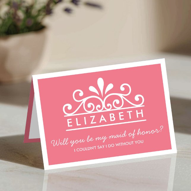 Will You Be My Maid Of Honour? Pink Tiara Card (Creator Uploaded)