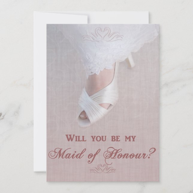 Will You Be My Maid of Honour? Pretty in Pink! Invitation (Front)