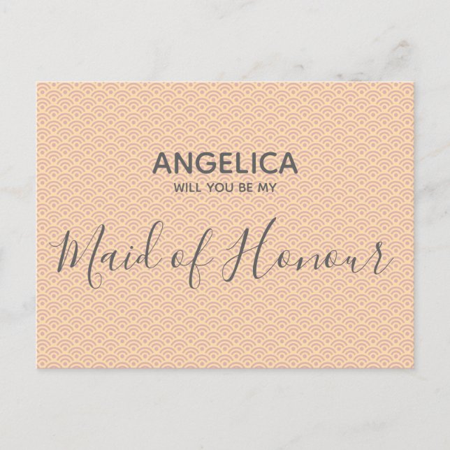 Will you be my Maid of Honour Pretty Pink Pattern Invitation Postcard (Front)