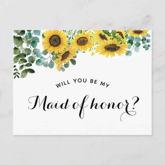 Will You Be My Maid Of Honour Proposal Announcement Postcard (Front)