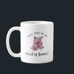 Will you be my maid of honour Proposal  Coffee Mug<br><div class="desc">Surprise your **best friend** or **sister** with a heartfelt and elegant **Maid of Honour** proposal using this charming floral coffee mug! Adorned with delicate vintage pink roses and graceful script calligraphy, this mug is the perfect way to ask, **"Will You Be My Maid of Honour?"** in a meaningful and timeless...</div>