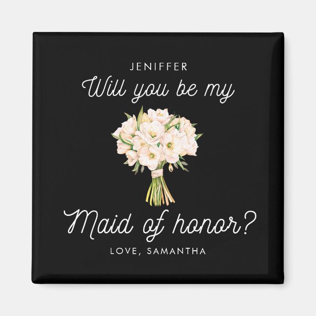Will you be my Maid of honour Proposal Floral Magnet (Front)