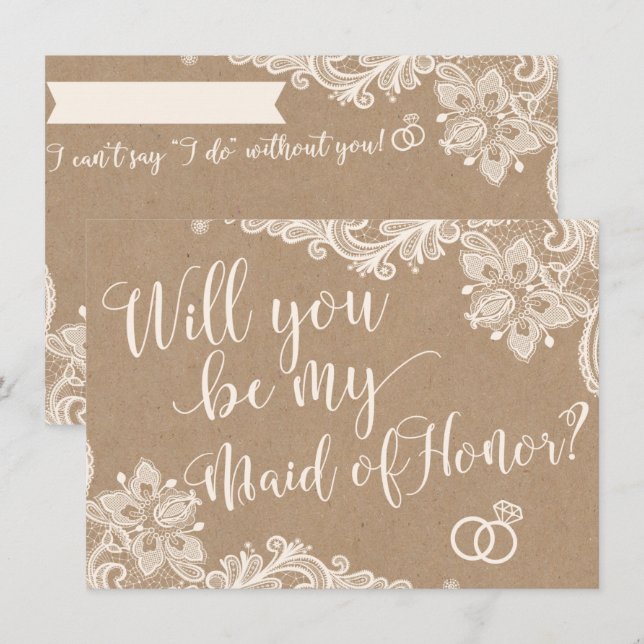 Will You Be My Maid Of Honour Proposal Request Car Invitation (Front/Back)