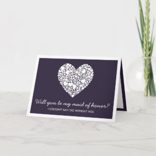 Will You Be My Maid Of Honour? Purple Heart Card