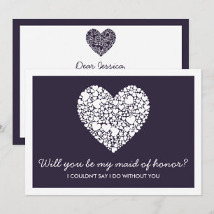 Will You Be My Maid Of Honour? Purple Heart Card