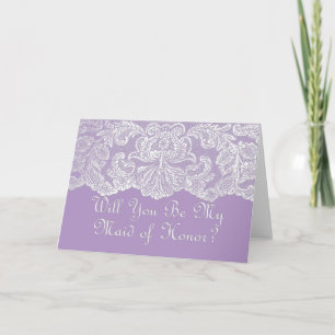 will you be my maid of honour? purple invitation