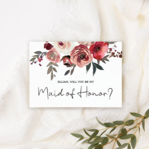 Will You Be My Maid of Honour Red Blush Roses