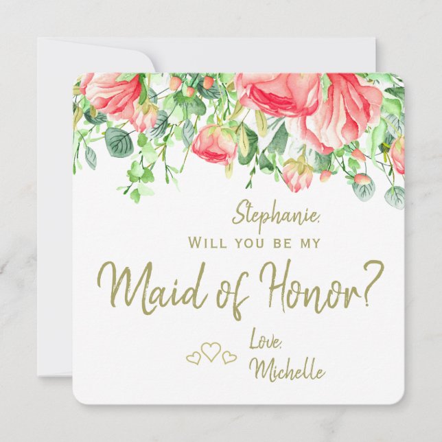 Will you be my maid of honour romantic modern invitation (Front)