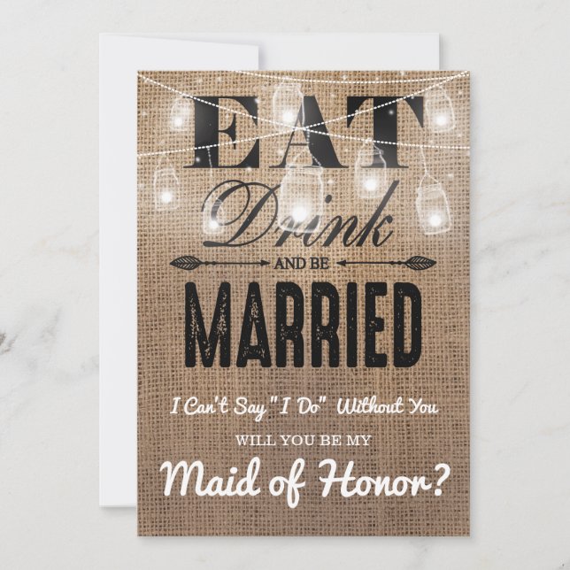 Will you be my Maid of Honour? | Rustic Bridesmaid Invitation (Front)