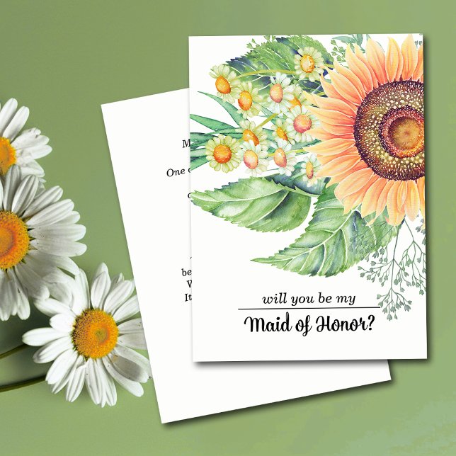 Will you be my Maid of Honour? Rustic Sunflower Invitation (Creator Uploaded)