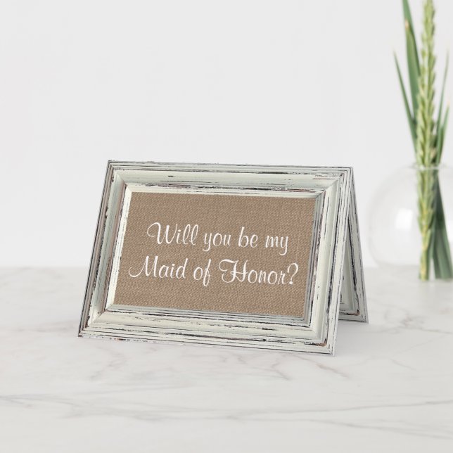 Will You Be My Maid of Honour? Rustic White Frame Invitation (Front)