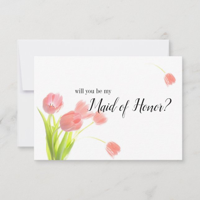 Will You Be My Maid of Honour Soft Pink Tulips (Front)