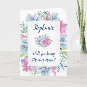 Will You Be My Maid of Honour - Succulents Invitation